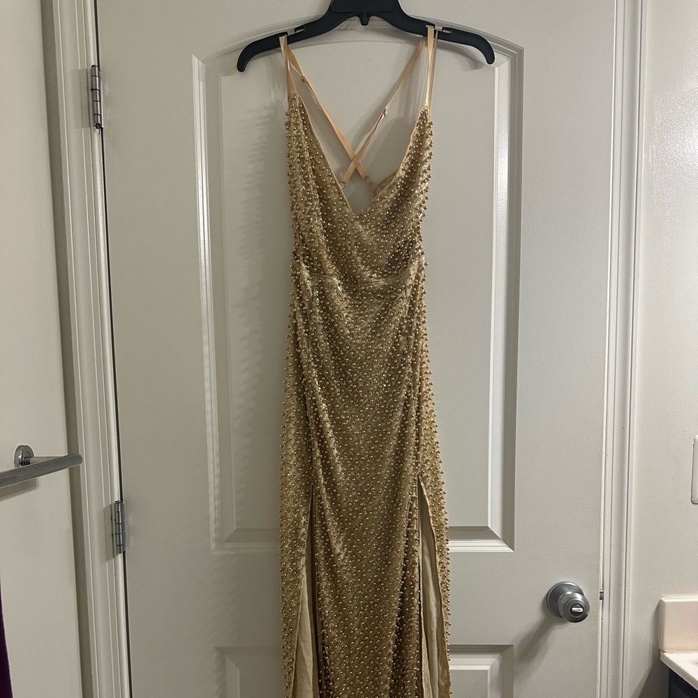 Devina Embellished Maxi Dress - Gold